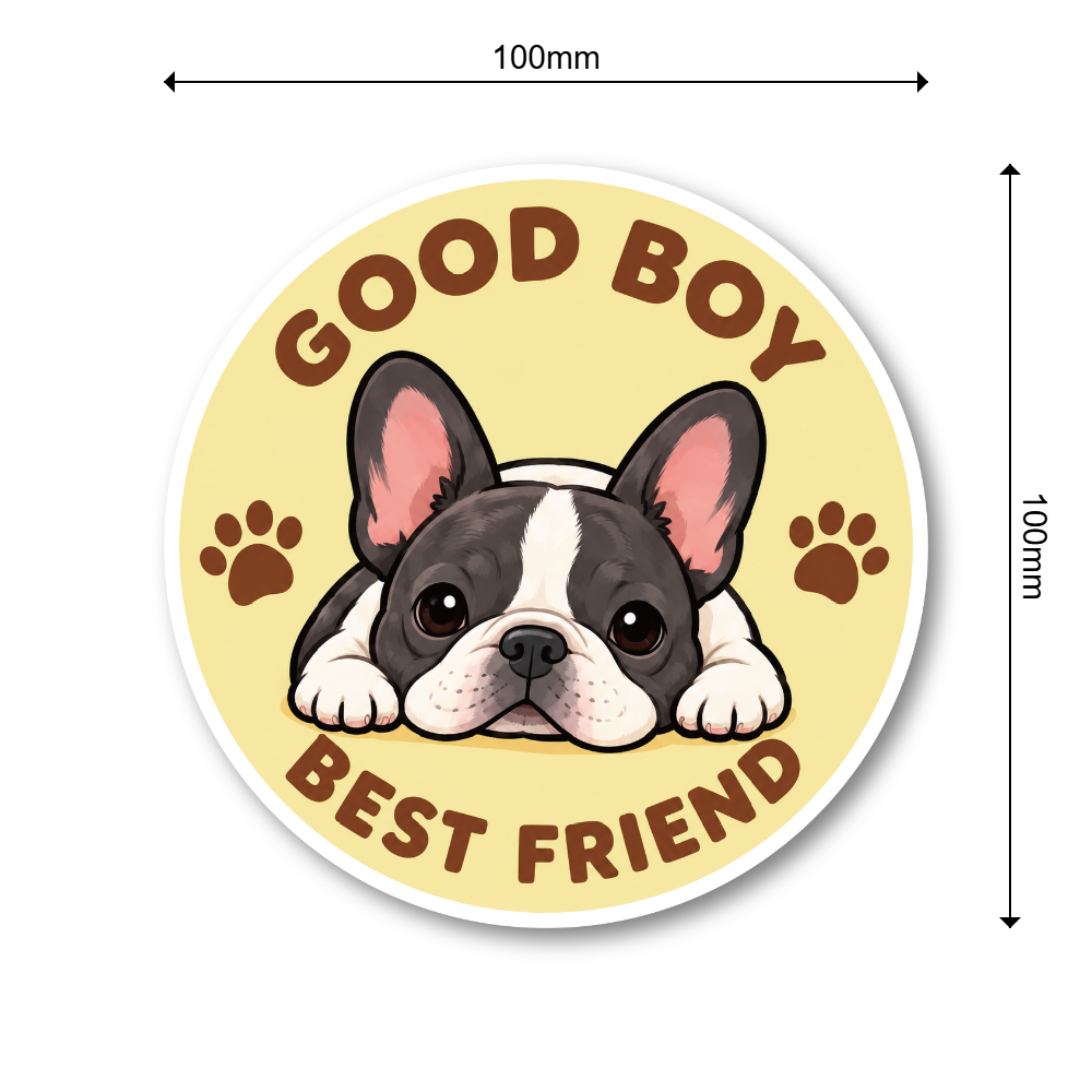 GOOD BOY GOOD GIRL 犬 ステッカー BEST FRIEND かわいい ドッグデザイン 丸型 ペット 犬好き シール フレンチブルドッグ / GOOD BOY - 画像 (3)