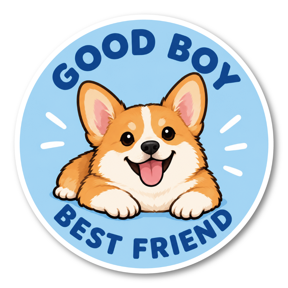 GOOD BOY GOOD GIRL 犬 ステッカー BEST FRIEND かわいい ドッグデザイン 丸型 ペット 犬好き シール コーギー / GOOD BOY