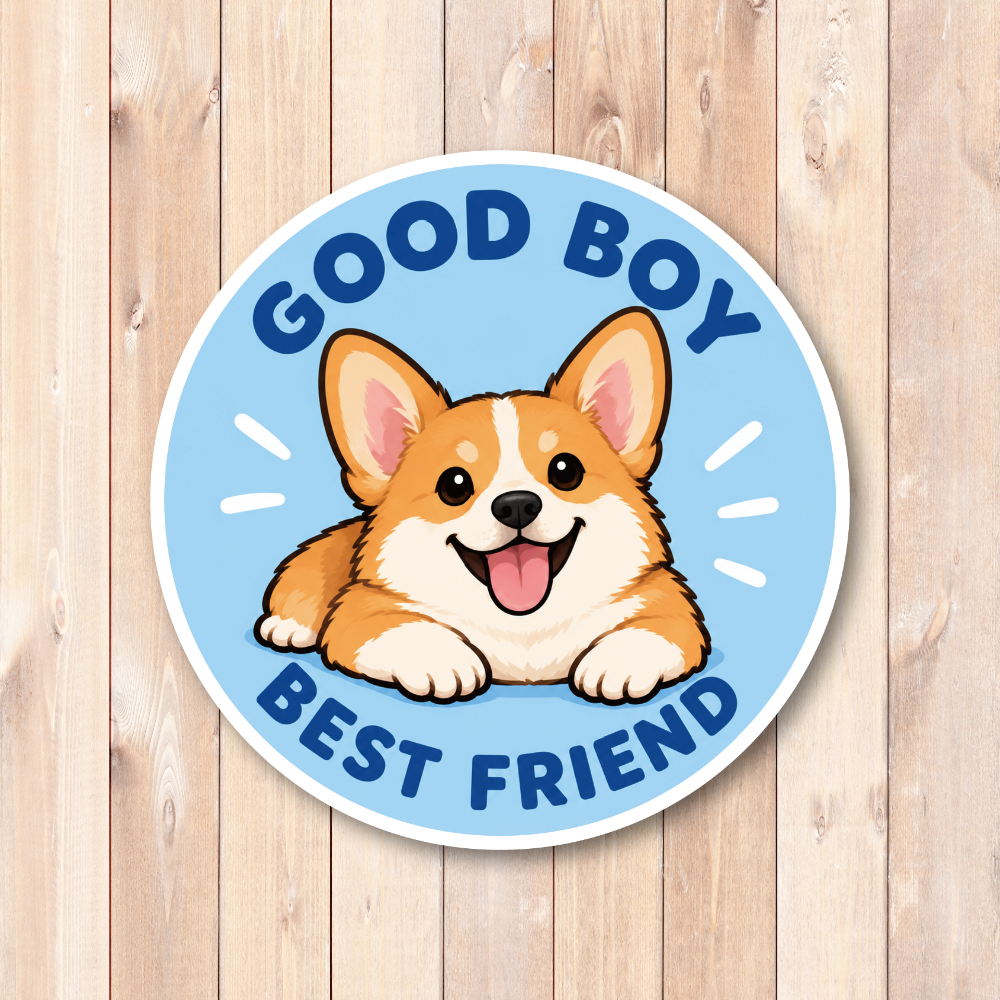 GOOD BOY GOOD GIRL 犬 ステッカー BEST FRIEND かわいい ドッグデザイン 丸型 ペット 犬好き シール コーギー / GOOD BOY - 画像 (2)