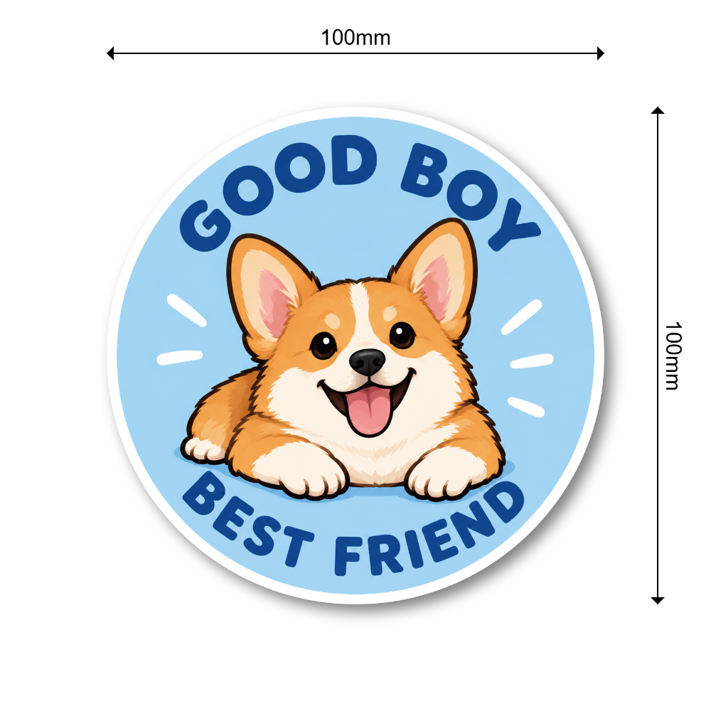 GOOD BOY GOOD GIRL 犬 ステッカー BEST FRIEND かわいい ドッグデザイン 丸型 ペット 犬好き シール コーギー / GOOD BOY - 画像 (3)