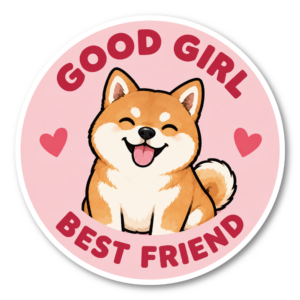 GOOD BOY GOOD GIRL 犬 ステッカー BEST FRIEND かわいい ドッグデザイン 丸型 ペット 犬好き シール 柴犬 / GOOD GIRL