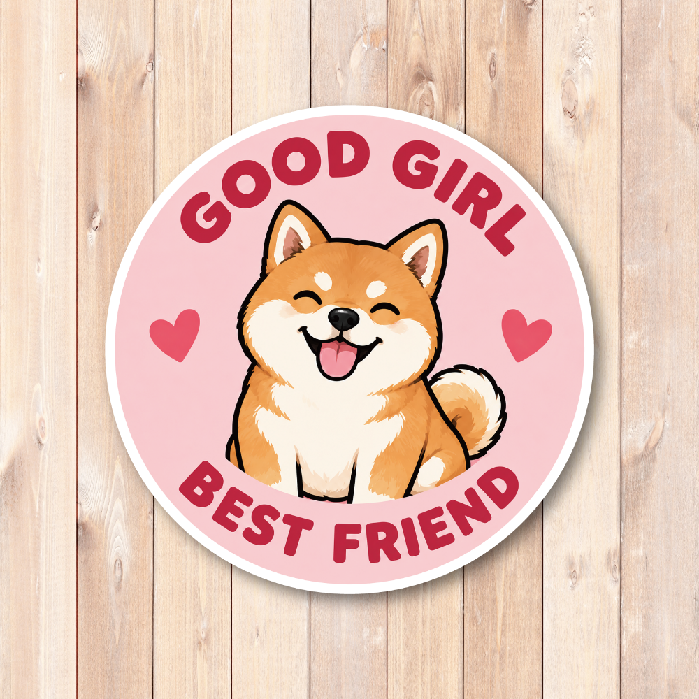 GOOD BOY GOOD GIRL 犬 ステッカー BEST FRIEND かわいい ドッグデザイン 丸型 ペット 犬好き シール 柴犬 / GOOD GIRL - 画像 (2)