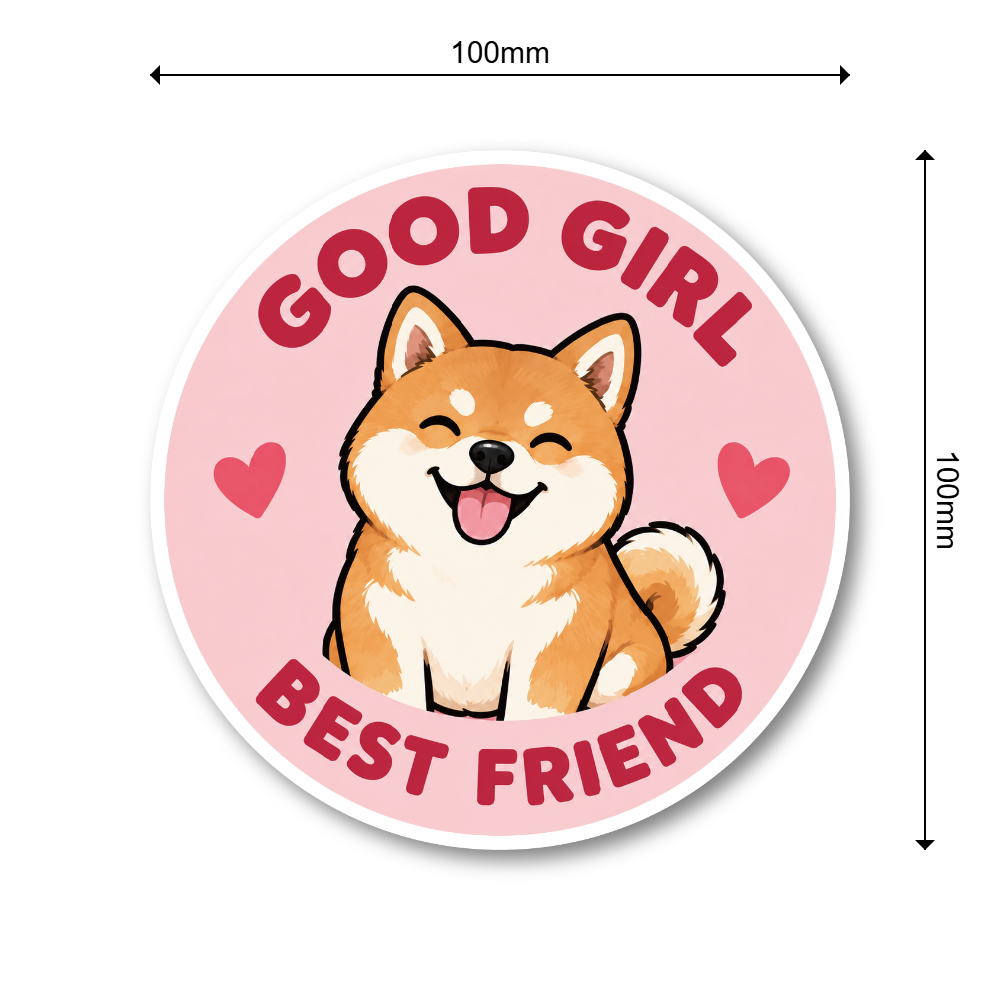 GOOD BOY GOOD GIRL 犬 ステッカー BEST FRIEND かわいい ドッグデザイン 丸型 ペット 犬好き シール 柴犬 / GOOD GIRL - 画像 (3)