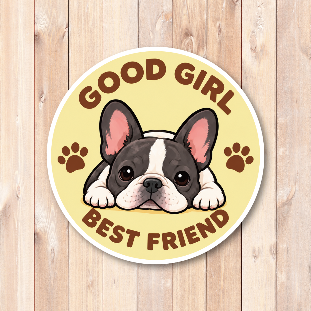 GOOD BOY GOOD GIRL 犬 ステッカー BEST FRIEND かわいい ドッグデザイン 丸型 ペット 犬好き シール フレンチブルドッグ / GOOD GIRL - 画像 (2)