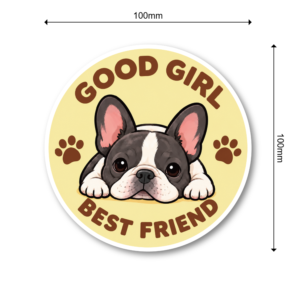 GOOD BOY GOOD GIRL 犬 ステッカー BEST FRIEND かわいい ドッグデザイン 丸型 ペット 犬好き シール フレンチブルドッグ / GOOD GIRL - 画像 (3)
