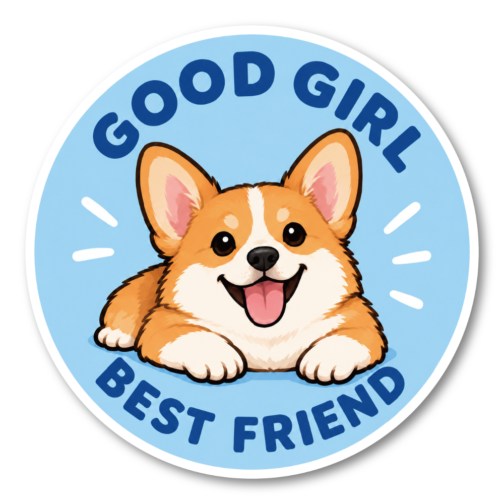 GOOD BOY GOOD GIRL 犬 ステッカー BEST FRIEND かわいい ドッグデザイン 丸型 ペット 犬好き シール コーギー / GOOD GIRL