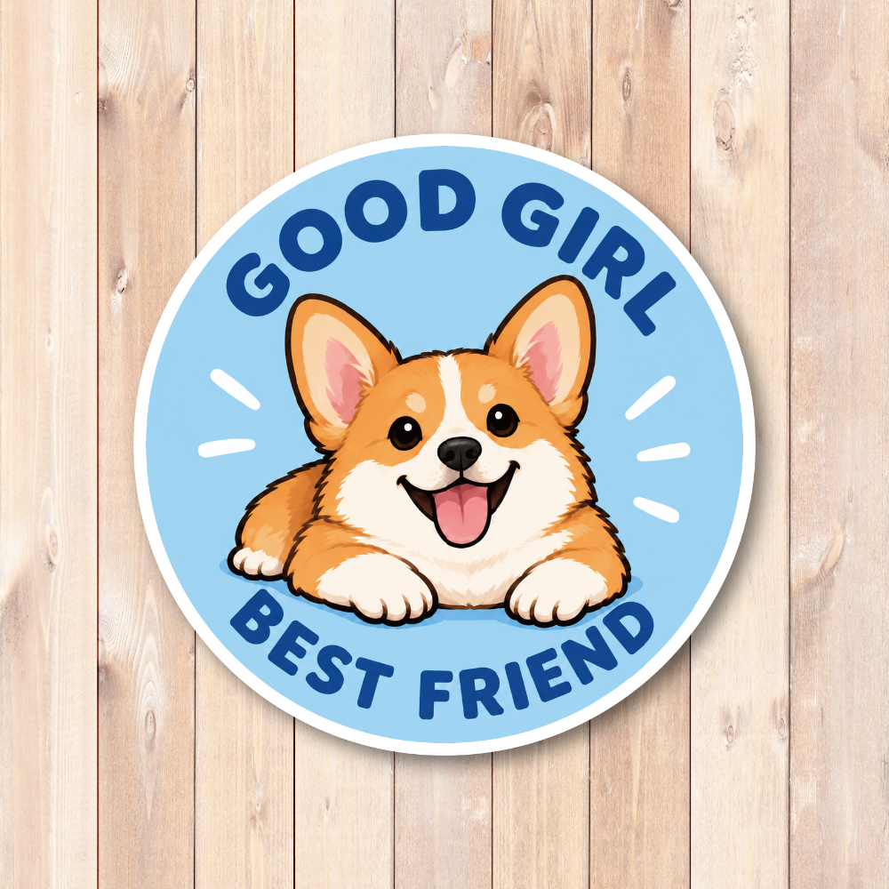 GOOD BOY GOOD GIRL 犬 ステッカー BEST FRIEND かわいい ドッグデザイン 丸型 ペット 犬好き シール コーギー / GOOD GIRL - 画像 (2)