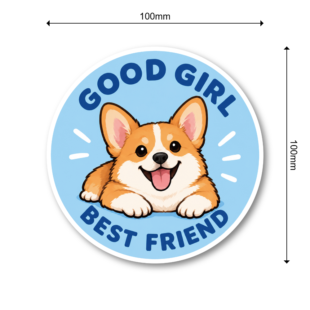GOOD BOY GOOD GIRL 犬 ステッカー BEST FRIEND かわいい ドッグデザイン 丸型 ペット 犬好き シール コーギー / GOOD GIRL - 画像 (3)