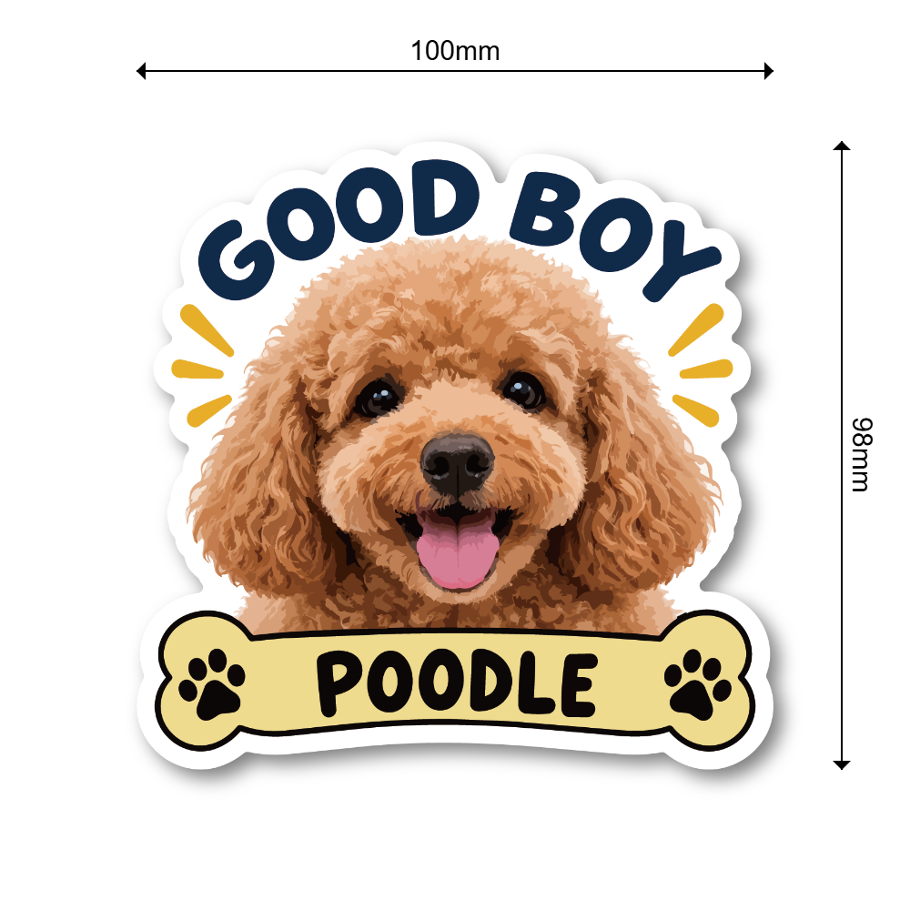 GOOD BOY 犬 ステッカー 犬種別 ドッグステッカー かわいい 愛犬 車 バイク スーツケース 防水 耐候 犬グッズ プードル - 画像 (3)