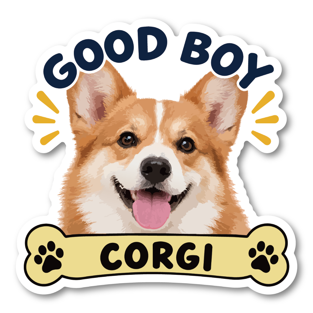 GOOD BOY 犬 ステッカー 犬種別 ドッグステッカー かわいい 愛犬 車 バイク スーツケース 防水 耐候 犬グッズ コーギー
