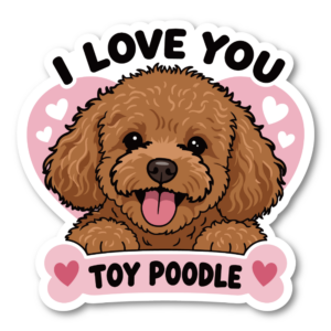 犬 ステッカー I LOVE YOU ハート柄 犬イラスト 骨モチーフ トイプードル