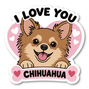 犬 ステッカー I LOVE YOU ハート柄 犬イラスト 骨モチーフ チワワ