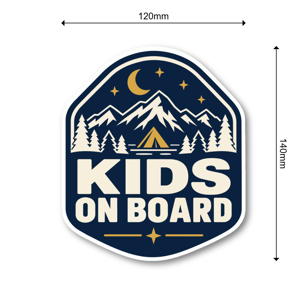 KIDS ON BOARD 車用 ステッカー 子供が乗っています アウトドア 120×140mm 星空キャンプ ネイビー - 画像 (3)