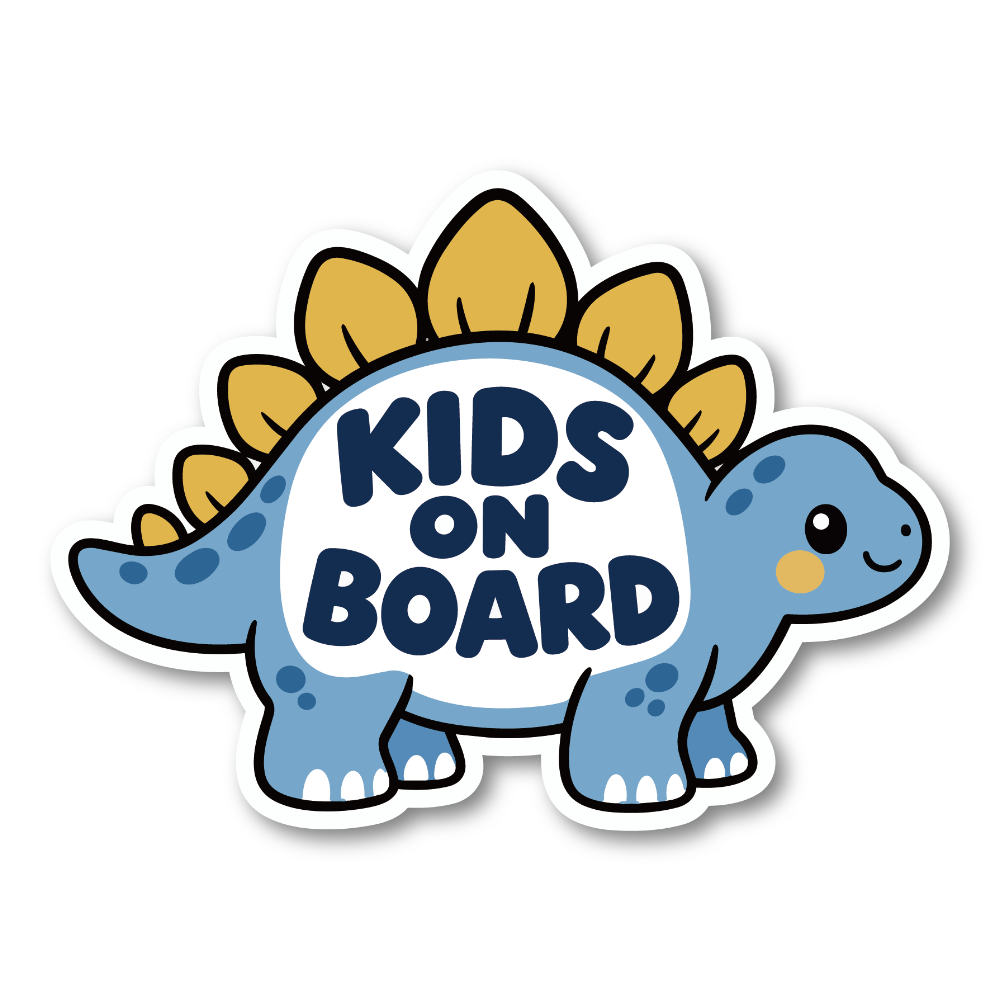 KIDS ON BOARD 恐竜 ステッカー 子供が乗っています キッズオンボード 車用 かわいい 防水 UVカット ブルー