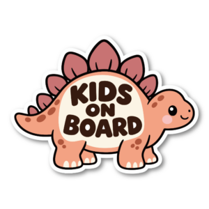 KIDS ON BOARD 恐竜 ステッカー 子供が乗っています キッズオンボード 車用 かわいい 防水 UVカット ピンク