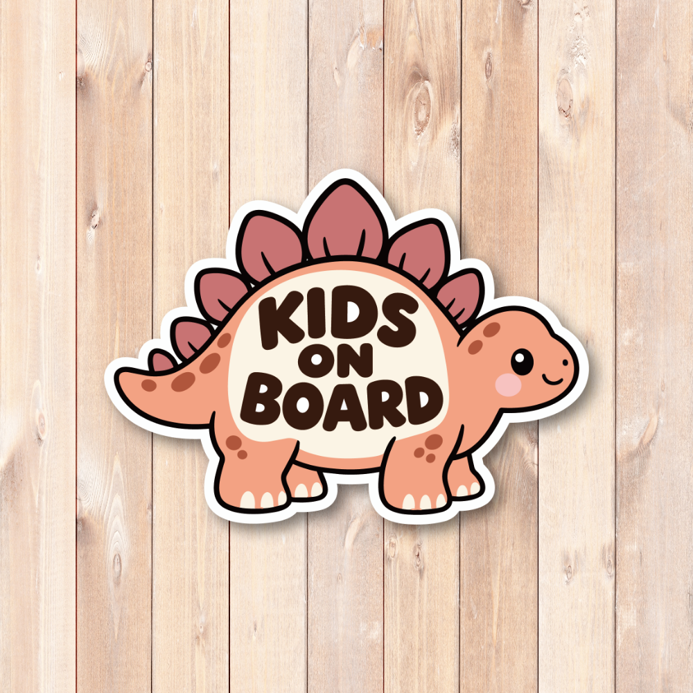 KIDS ON BOARD 恐竜 ステッカー 子供が乗っています キッズオンボード 車用 かわいい 防水 UVカット ピンク - 画像 (2)