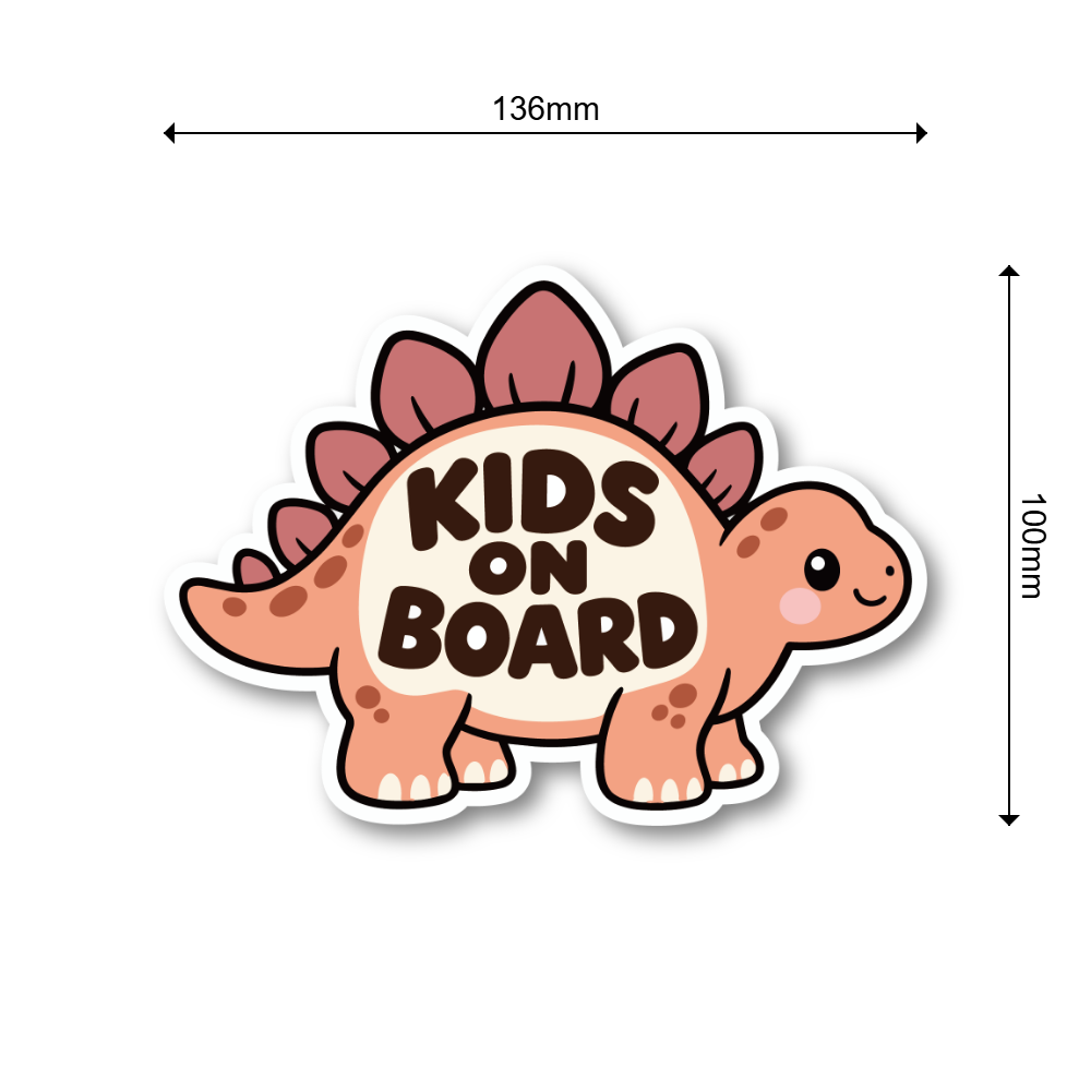 KIDS ON BOARD 恐竜 ステッカー 子供が乗っています キッズオンボード 車用 かわいい 防水 UVカット ピンク - 画像 (3)