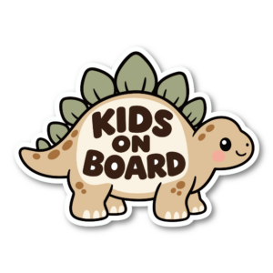 KIDS ON BOARD 恐竜 ステッカー 子供が乗っています キッズオンボード 車用 かわいい 防水 UVカット ベージュ