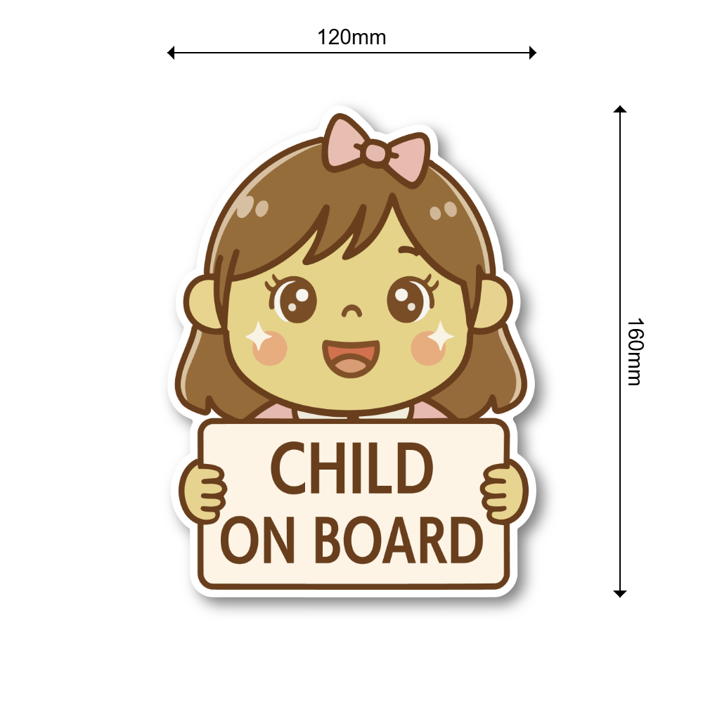 CHILD ON BOARD 車用 ステッカー 子供が乗っています 120×160mm 女の子 リボン - 画像 (3)