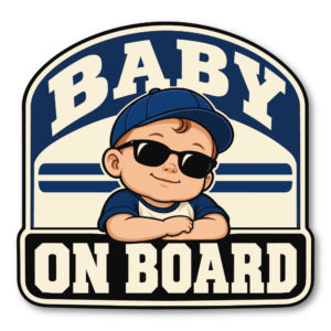 BABY ON BOARD 車用ステッカー 赤ちゃんが乗っています ベビーインカー サングラスベビー アメカジ 120×116mm ネイビー