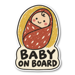 BABY ON BOARD 車用ステッカー 赤ちゃんが乗っています ベビーインカー かわいい クレヨン風イラスト カーサイン おくるみベビー