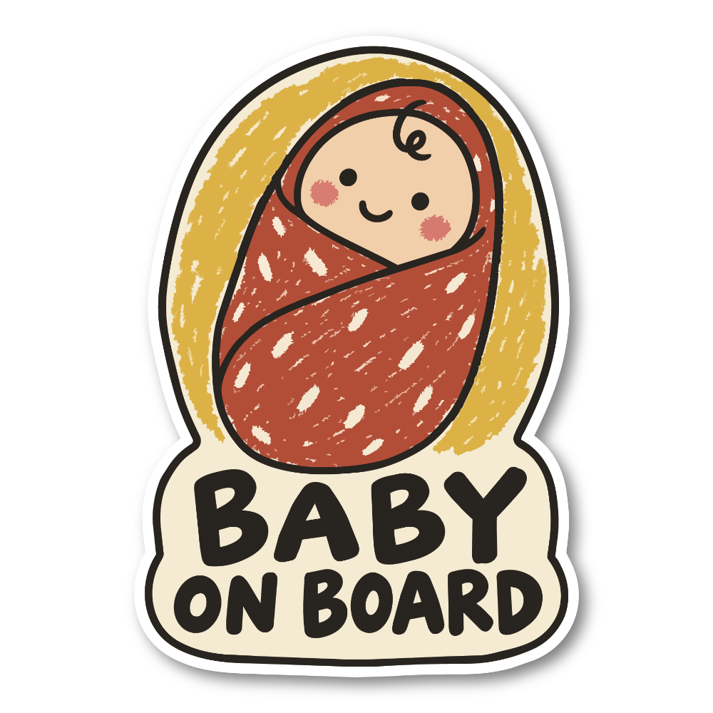 BABY ON BOARD 車用ステッカー 赤ちゃんが乗っています ベビーインカー かわいい クレヨン風イラスト カーサイン おくるみベビー