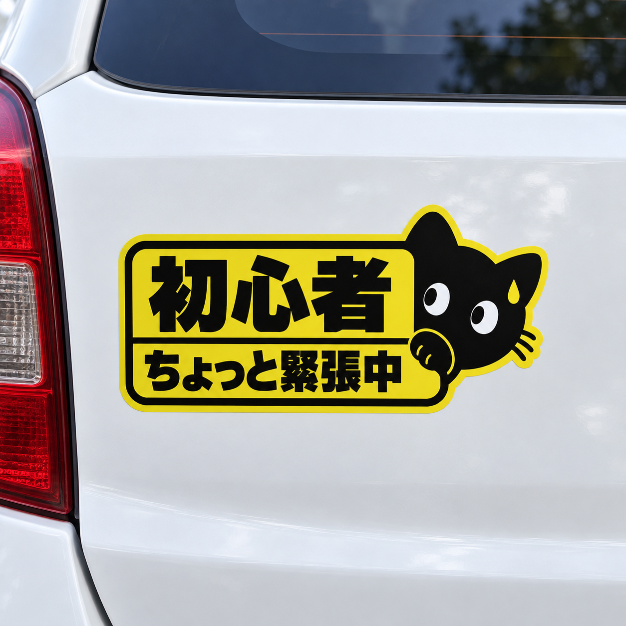 黒猫 初心者ドライバー ステッカー 車用 160×80mm かわいい 猫デザイン 運転メッセージ やさしく見守ってね - 画像 (6)