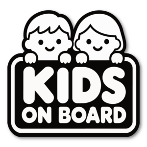 Radiant Sticker KIDS ON BOARD ステッカー 車用 子供が乗っています 男の子 女の子 モノクロ にっこりキッズ