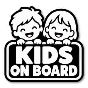 Radiant Sticker KIDS ON BOARD ステッカー 車用 子供が乗っています 男の子 女の子 モノクロ わくわくキッズ