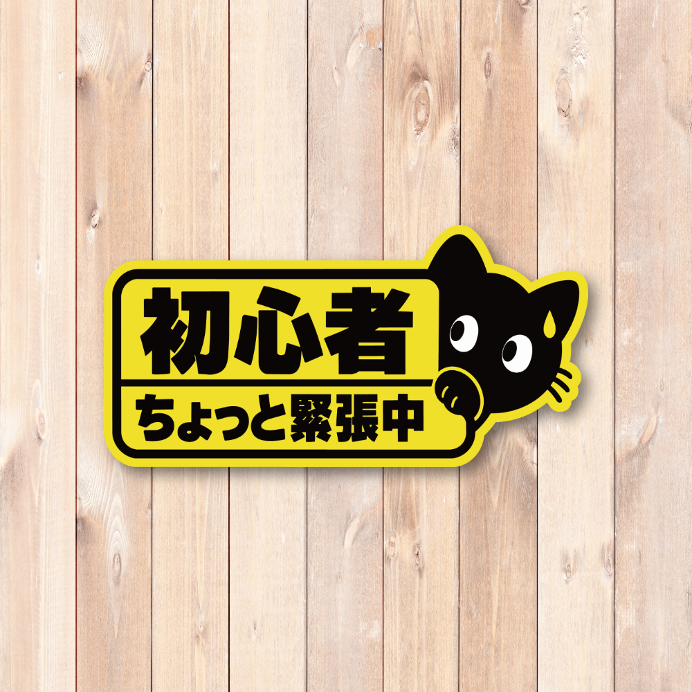 黒猫 初心者ドライバー ステッカー 車用 160×80mm かわいい 猫デザイン 運転メッセージ ちょっと緊張中 - 画像 (2)