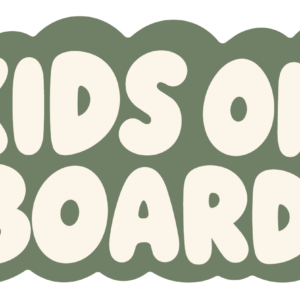 KIDS ON BOARD キッズ ステッカー 車用 星 レトロ文字 120×70mm セージグリーン