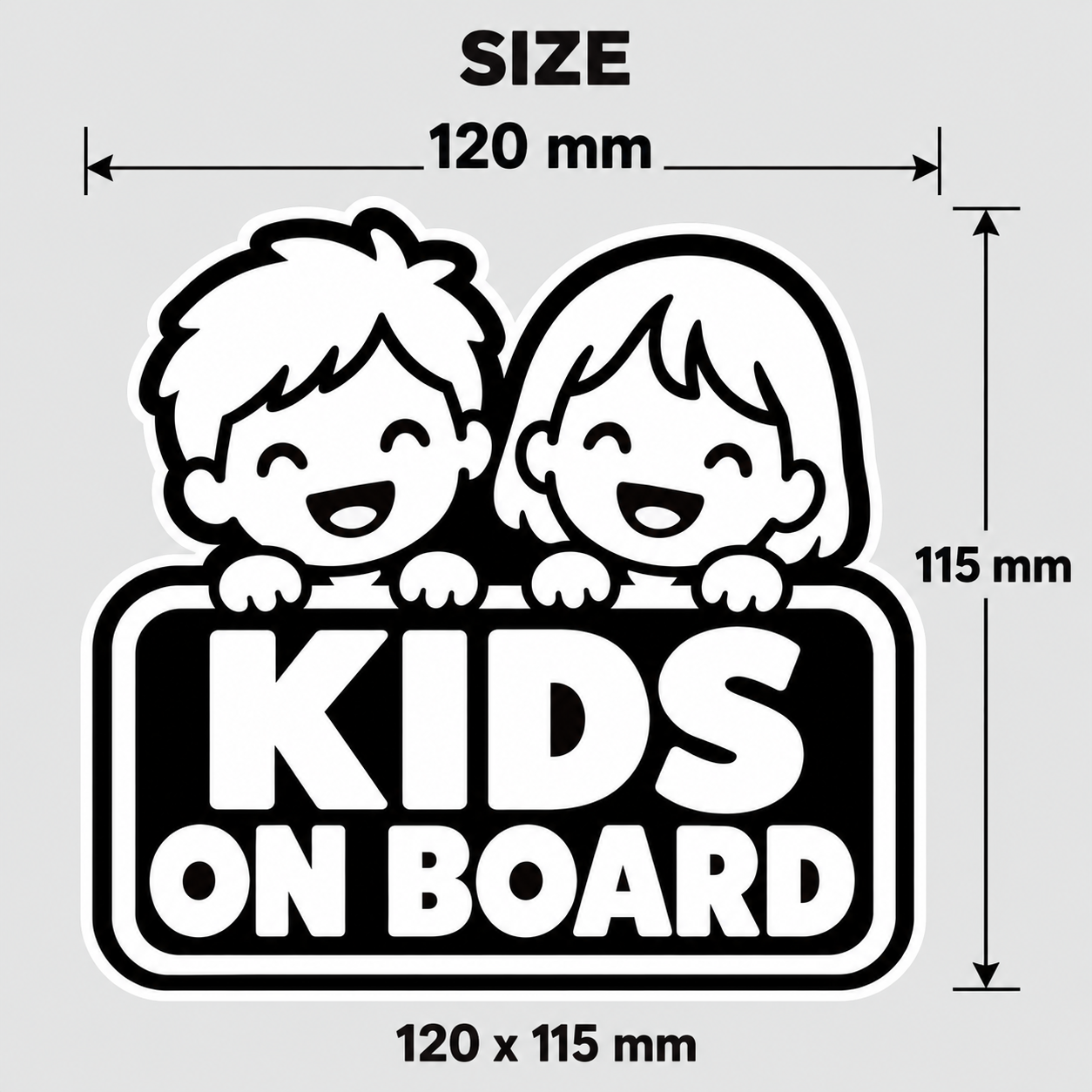 KIDS ON BOARD ステッカー 車用 子供が乗っています 男の子 女の子 モノクロ わくわくキッズ
