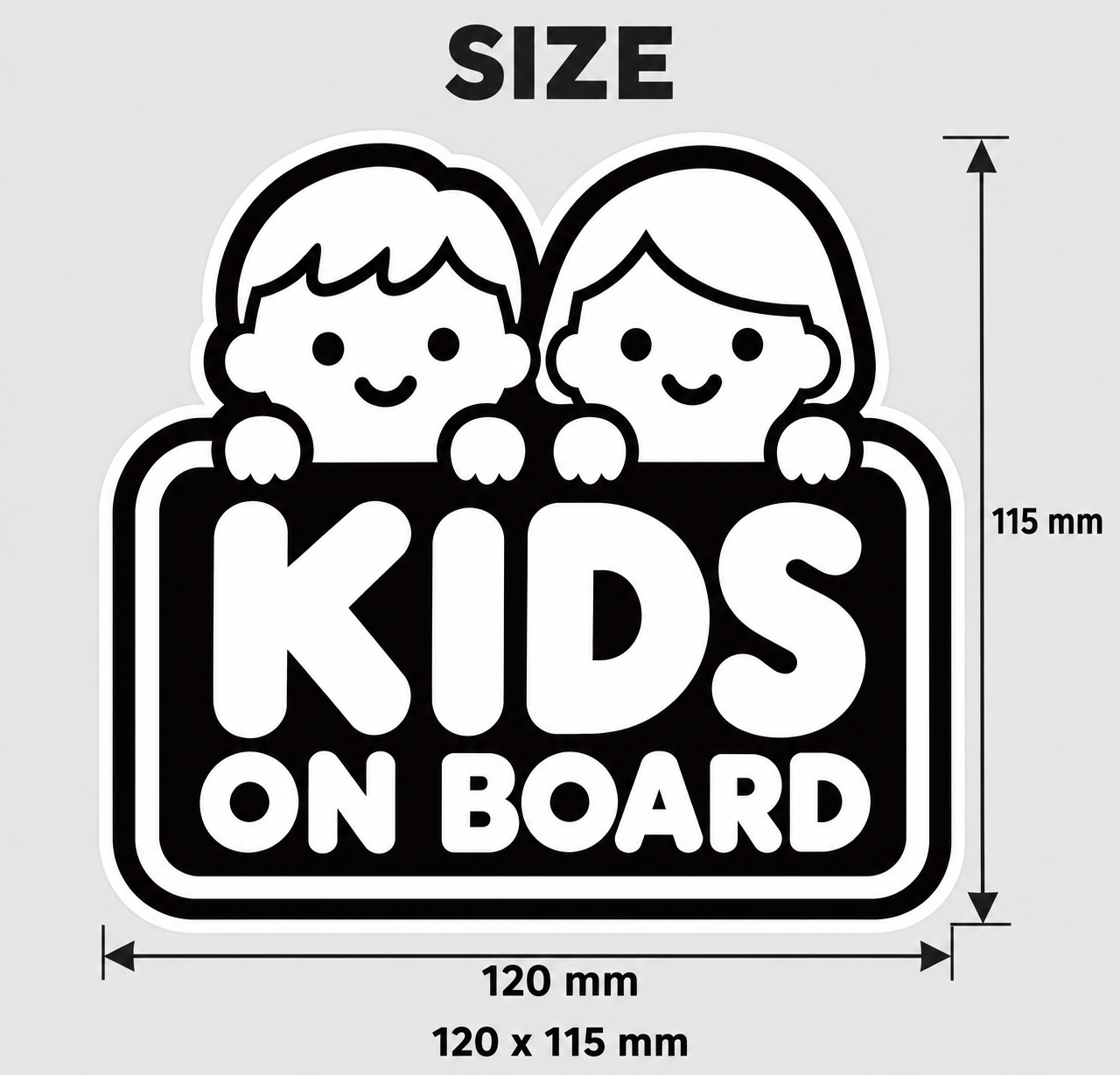 KIDS ON BOARD ステッカー 車用 子供が乗っています 男の子 女の子 モノクロ にっこりキッズ