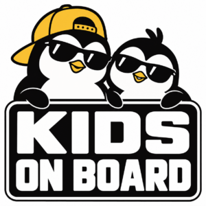 KIDS ON BOARD サングラスアニマル ステッカー 車用 子供が乗っています ペンギンペア
