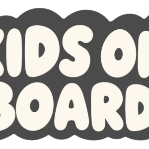 KIDS ON BOARD キッズ ステッカー 車用 星 レトロ文字 120×70mm チャコール