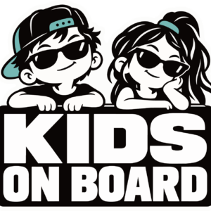 KIDS ON BOARD サングラスキッズ ステッカー 車用 子供が乗っています ミントキャップ