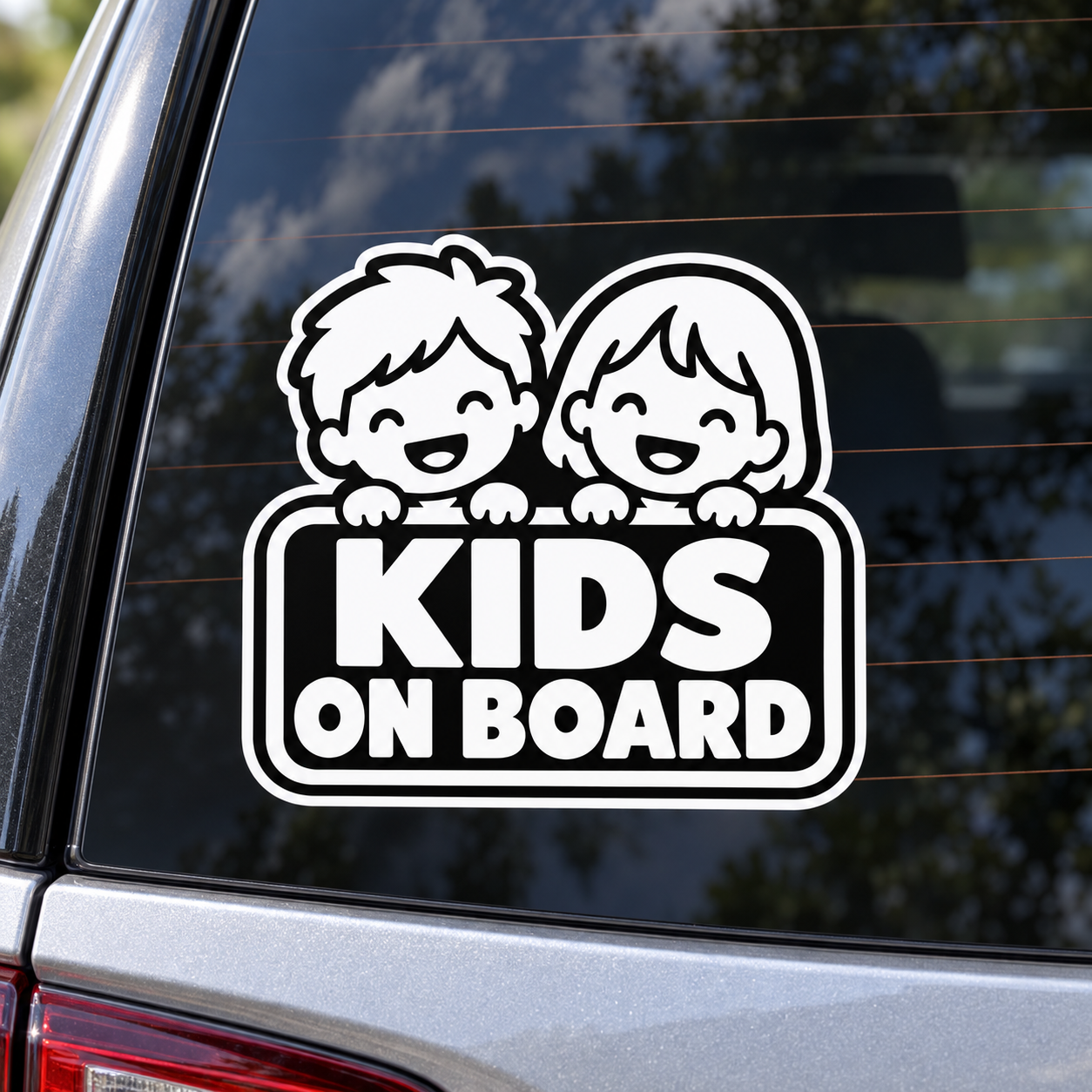 KIDS ON BOARD ステッカー 車用 子供が乗っています 男の子 女の子 モノクロ わくわくキッズ
