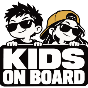 KIDS ON BOARD サングラスキッズ ステッカー 車用 子供が乗っています イエローキャップ