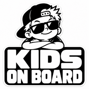 KIDS ON BOARD サングラスボーイ ステッカー 車用 子供が乗っています 縦型