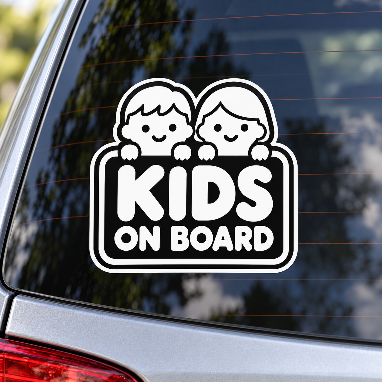 KIDS ON BOARD ステッカー 車用 子供が乗っています 男の子 女の子 モノクロ にっこりキッズ