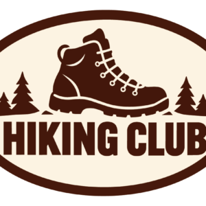 HIKING CLUB ハイキング ステッカー 楕円 アウトドア 100×70mm ブーツ・ブラウン