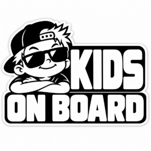 KIDS ON BOARD サングラスボーイ ステッカー 車用 子供が乗っています 横型