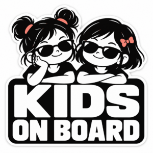 KIDS ON BOARD サングラスガールズ ステッカー 車用 子供が乗っています お団子＆リボン