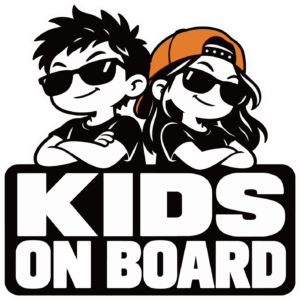 KIDS ON BOARD サングラスキッズ ステッカー 車用 子供が乗っています オレンジキャップ