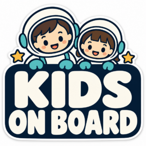 KIDS ON BOARD 宇宙飛行士 ステッカー 車用 子供が乗っています 宇宙飛行士ペア