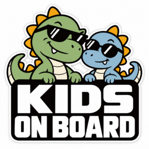 KIDS ON BOARD サングラス恐竜 ステッカー 車用 子供が乗っています 恐竜ペア