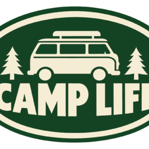 CAMP LIFE キャンプ ステッカー 楕円 アウトドア 100×67mm キャンパーバン・グリーン